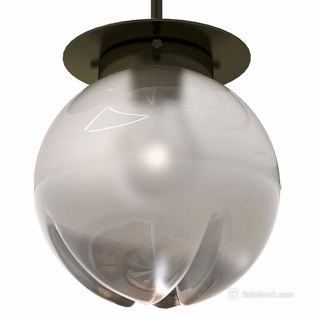 Modern Stylish Ceiling Light With Transparent Spherical Lampshade And Soft Glow 3d model