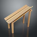 Wooden Slatted Bench With Light Wood Structure And Four Legs Design