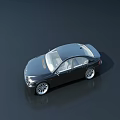 Black Sedan With Modern Sleek Body Design And Alloy Wheels On Dark Surface 3d model