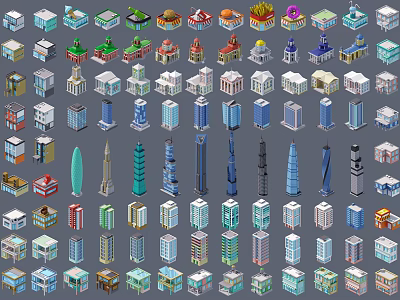 Diverse Colorful Building Blocks Collection With Various Shapes And Creative Models 3d model