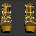 Elegant Golden Strappy Studded High Heels With Platform Sole Fashion Design