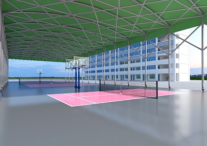 Outdoor Tennis Court Basketball Court 3d model