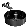Modern Polished Gold Round Wash Basin With Wall Mounted Faucet Design
