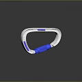 Shiny Blue and Silver Carabiner With Metallic Frame Glossy Finish and Reflection