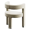 Modern Minimalist Leisure Chair With Beige Fabric Upholstery And Metal Legs