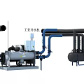 Industrial Water Tap System With Industrial Chiller And Pipeline Connections