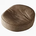 Comfortable Brown Round Fabric Pouf with Soft Texture and Modern Design for Living Room