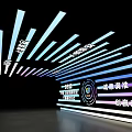 Modern Tech Themed Photo Check-in Spot With Illuminated Strip Lights And Colorful Glow