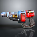 Tactical Weapon With Red Blue Yellow Metal Construction Drill Bit Spring And Grip Handle 3d model