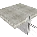 Building process drawing Small block core and precast slab stack casting process drawing 3d model