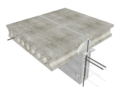 Building process drawing Small block core and precast slab stack casting process drawing 3d model