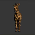 Artistic Zebra Sculpture Carving With Black And Yellow Stripes Standing Pose And Glossy Surface