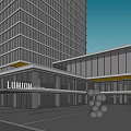 Modern Urban Commercial Plaza With High Rise Buildings Open Space And Pedestrian Areas