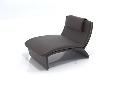 Unique Curved Design Dark Brown Leather Sofa For Modern Living Room 3d model
