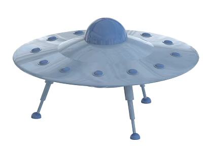 Light Blue UFO Shaped Object With Dome Top Circular Base Small Dots And Support Legs 3d model