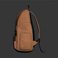 Tan Brown Backpack With Black Straps And Multiple Pockets For Daily Use 3d model