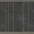 Dark Slate Texture Feature Wall with Vertical Gold Metal Strips and Natural Pattern 3d model