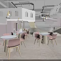 Bright Modern Restaurant Interior With Colorful Seating Cloud Shaped Decor And Hanging Lights