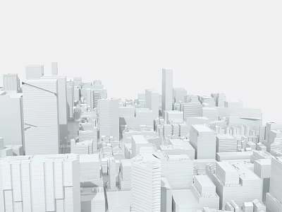 White Urban Architectural Model With Modern Skyscrapers And City Buildings 3d model