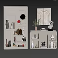 Stylish White Decorative Cabinets With Open Shelves Vases Books Plants And Decor In Modern Interior