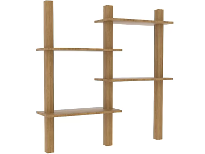 Wooden Open Shelving Unit with Multiple Shelves for Home Storage and 3d model