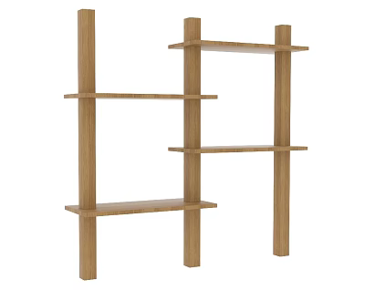 Wooden Open Shelving Unit with Multiple Shelves for Home Storage and 3d model