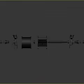 3D Model of Mechanical Device With Cylindrical Components Rod Structure and Small Parts
