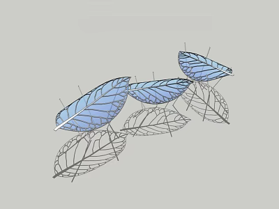 Leaf Shaped Pergola Design With Blue Metal Frame And Decorative Outdoor Structure 3d model