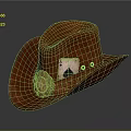 Red Leather Cowboy Hat With Ace Of Spades Card And Brass Badge Decoration