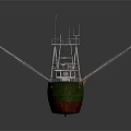 Old Fishing Ship With Green Red Hull And Masts