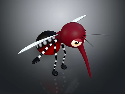Home Living Products With Cartoon Mosquito Design Red Body And Striped Legs 3d model