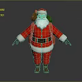 3D Santa Claus Model in Red Outfit With White Beard and Brown Backpack