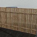 Bamboo Room Divider with Vertical Slats in Interior Featuring Textured Wall Black Tiled Floor
