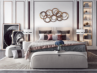 Modern double bed neoclassical 3d model