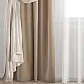 Modern Beige Brown Textured Curtains With Sheer Panels For Window Decoration