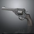 Vintage Revolver With Shiny Metal Body And Wooden Grip On Dark Background