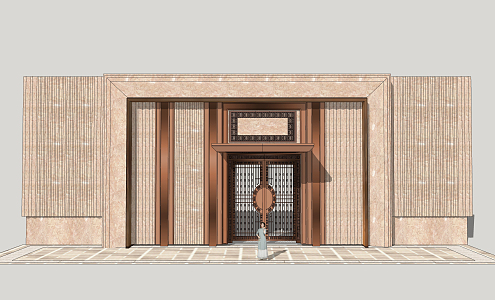 New Chinese Style Gate Residential Gate 3d model