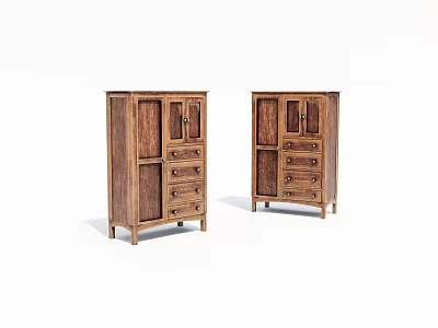Traditional Wooden Storage Cabinets With Drawers And Doors For Home Organization Solutions 3d model
