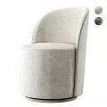 Modern Beige Fabric Single Chair with Curved Backrest and Round Base