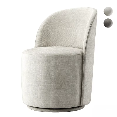 Modern Beige Fabric Single Chair with Curved Backrest and Round Base 3d model