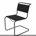 Sleek Modern Chrome Cantilever Frame Single Dining Chair With Breathable Dark Mesh Seat And Backrest