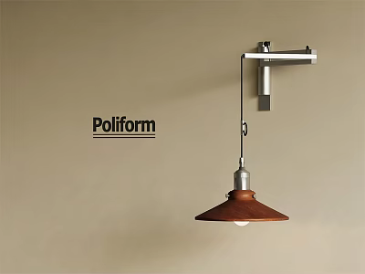 Poliform Modern Wall Lamp With Brown Lampshade And Metal Arm On Beige Wall 3d model