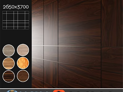 Wooden Components Featuring Dark Grain Panels And Various Texture Samples 3d model
