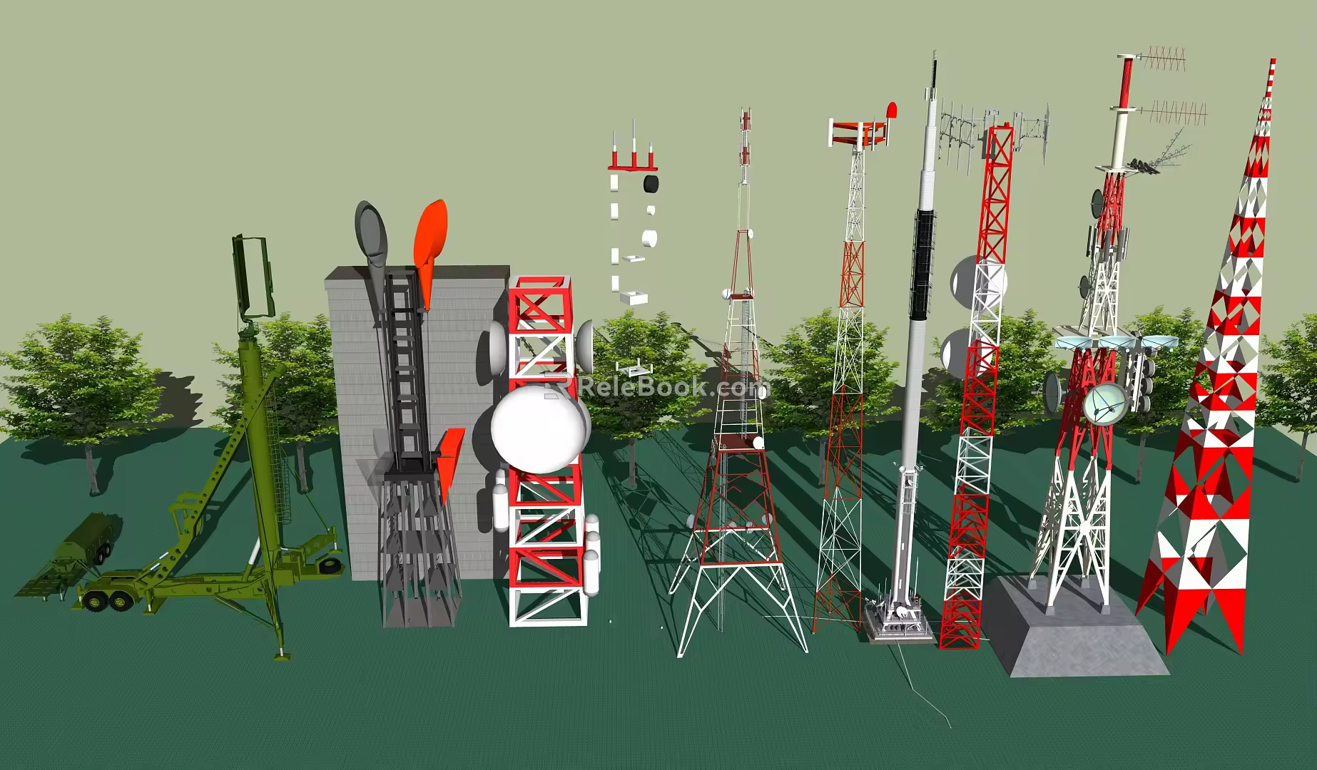 modern signal tower communication tower signal base station signal transmitting tower 3d model
