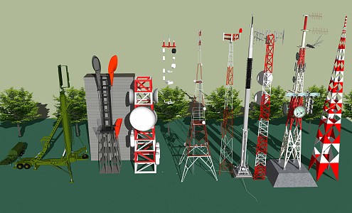 modern signal tower communication tower signal base station signal transmitting tower 3d model