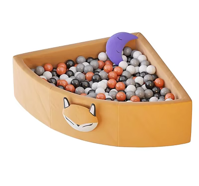 Yellow Kids Play Ball Pit With Mixed Color Balls Fox Face Decor And Purple Moon 3d model