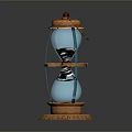 Vintage Copper Frame Hourglass Lantern With Blue Purple Sand And Engraved Base