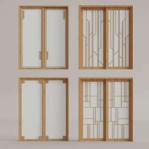 New Chinese-style sliding door casement window 3d model