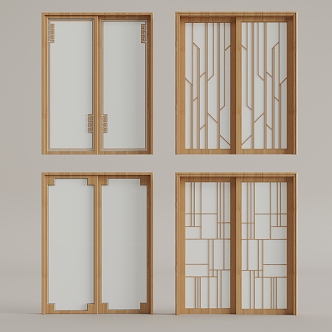 New Chinese-style sliding door casement window 3d model