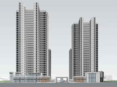Modern High Rise Buildings Exterior Design With Glass Facade And Low Rise Structures 3d model